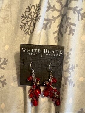 White House Black Market Red Bead Dangle Earrings